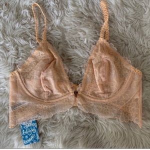 NWT Free People Floral Lucia Underwire Bra 34B Wheat Sunset